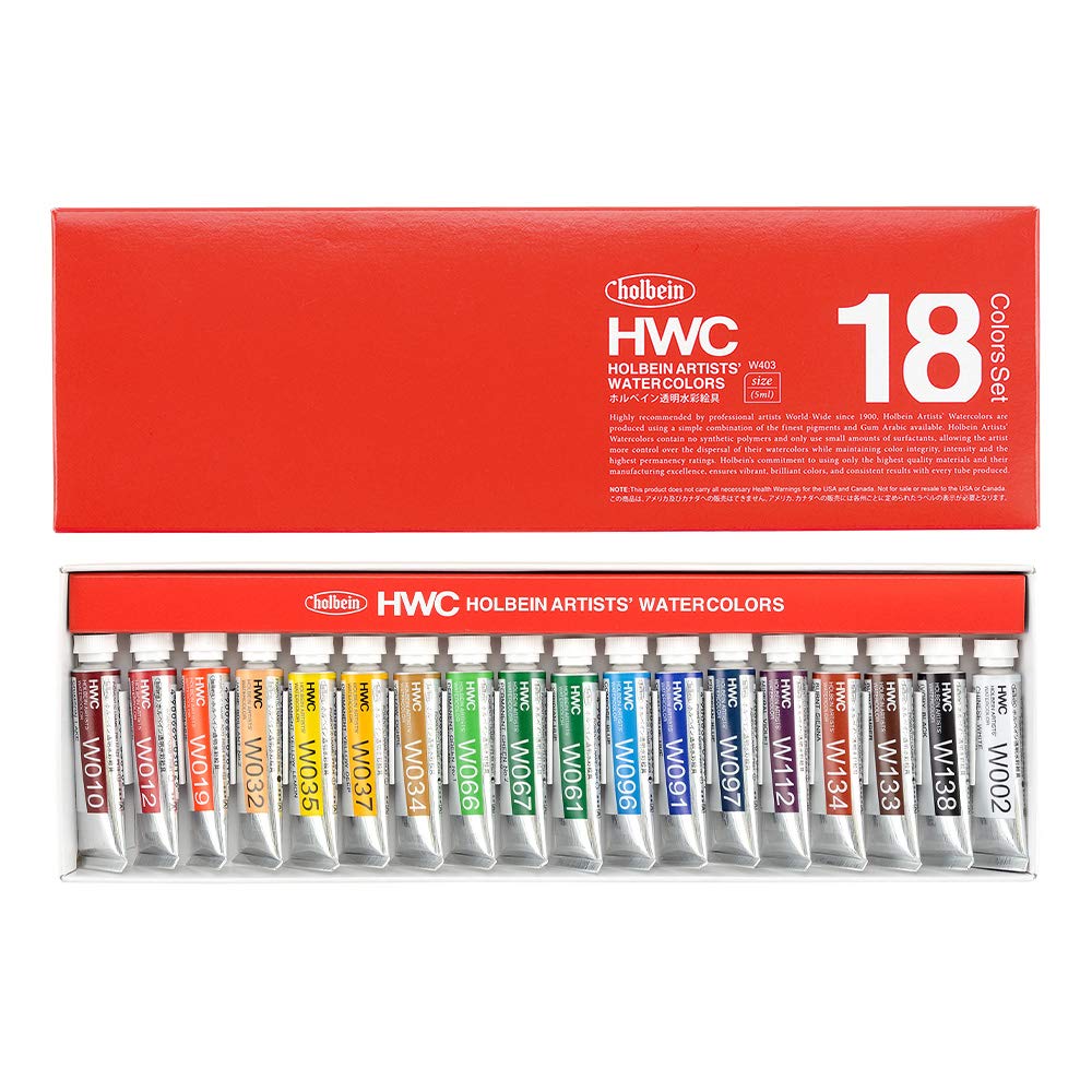 

Holbein Transparent Watercolor Paint W403 5ml 18 Color Set 3403