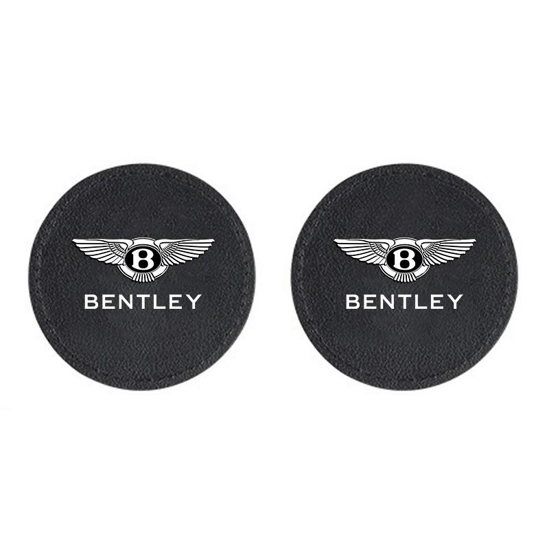 2Pcs Car Water Cup Pad Drink Mat Leather Anti-slip Coaster For New Bentley Continental GT MULLINER Bentayga Flying Hurtling Spur