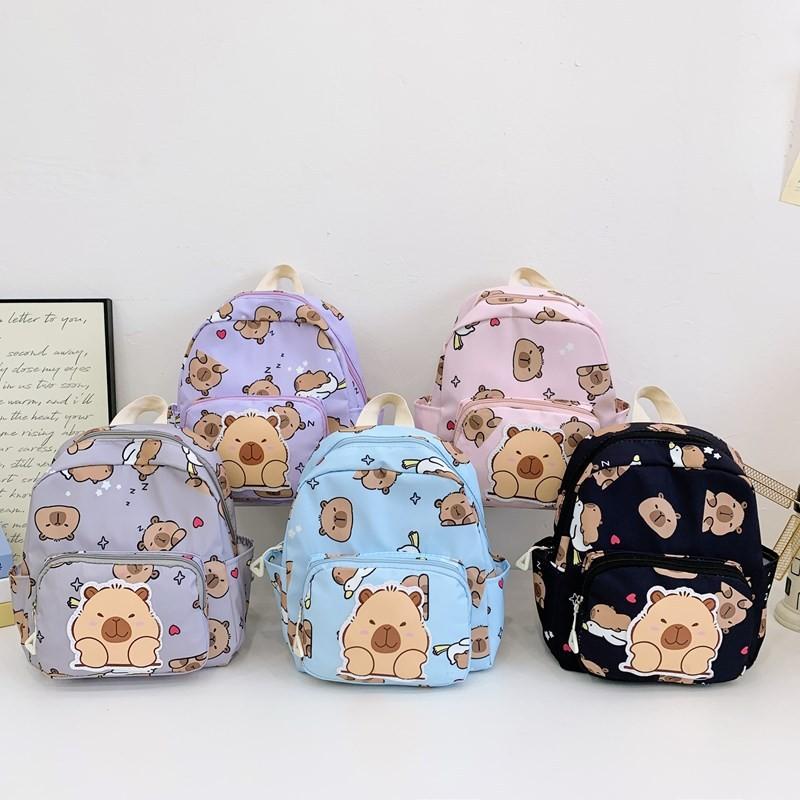 Capybara Cartoon Printed Backpack Children Schoolbag Leisure Fashion Bag Travel