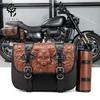 PU-Leder Seitentasche mit Kontrastnähten für Cruiser-Motorrad Punk Style Fahrerzubehör