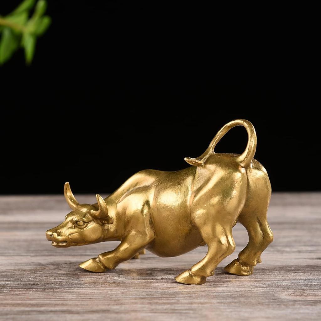 BRASSTAR Brass Fengshui Handmade Bull OX Statue Charm Lucky Wealth Figurine Business Gift Home Decoration TQGJPT1