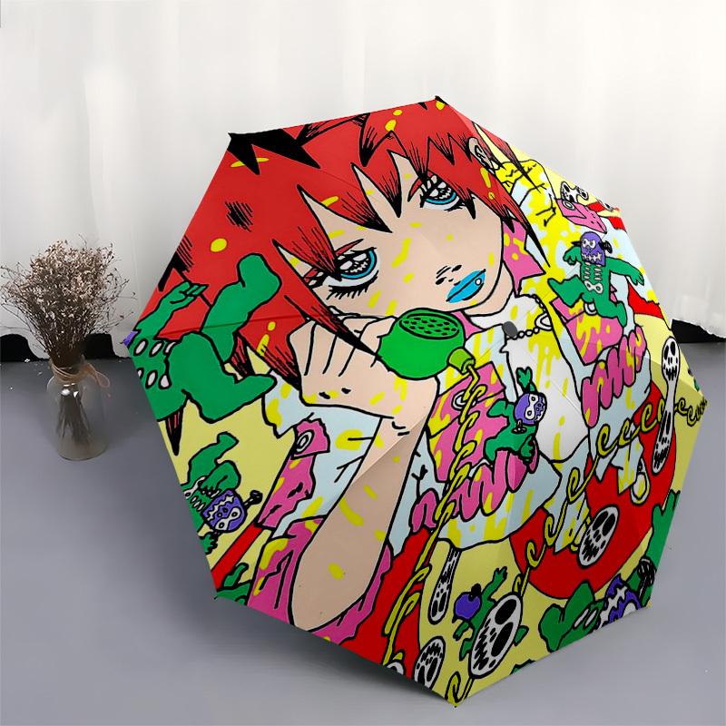1pc Anime Character Outdoor Umbrella - Automatic Opening/Closing, Portable 3-Fold Design with 8-Bone Iron Frame - Perfect Gift for Fans, Traveler