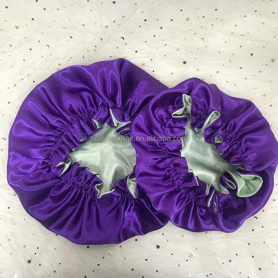 High Quality Personalized LOGO Custom Silk Sleep Bonnet Colorful Real Satin Double Layer Bonnet With Logo Accessories