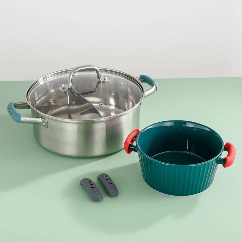 6Pcs Silicone Pan Handle Cover Heat Resistant Insulation Grip Sleeve Pot Handle Holder Kitchen Gadgets