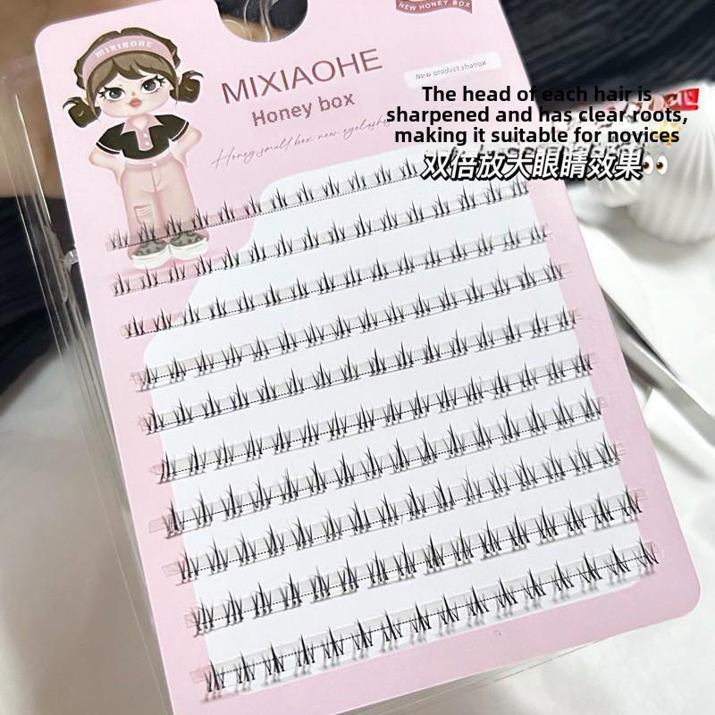 Honey Box Wide Stem Natural Lower Eyelashes - Small Flame, Transparent, Easy To Use, Photogenic, Large Capacity Simulated Lashes