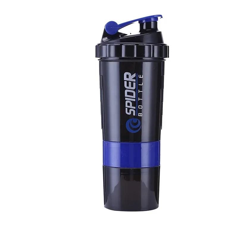 3 Layer Shaker Bottle Protein Mixing Shake Cup Active Fitness Water Cup 550ml Scaled Plastic Water Bottles with Medicine Box