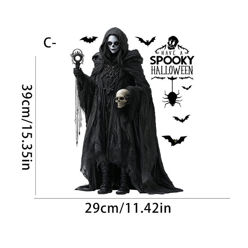 Dark Night Skull Man Horrorible Wall Sticker Halloween Living Room Bar Merchant Holiday Atmosphere Decoration Sticker Posters