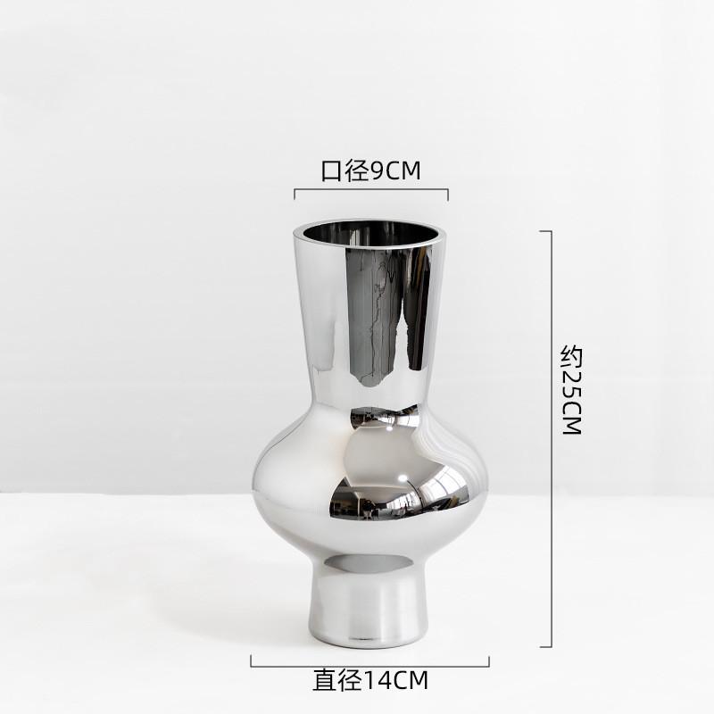 Посеребренная коническая стеклянная ваза, композиция из цветов, стеклянный сосуд, настольная ваза, украшение для декора гостиной