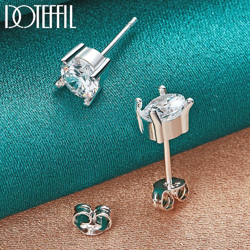 Pendientes redondos románticos de circonita AAA, regalo de plata, joyería de moda