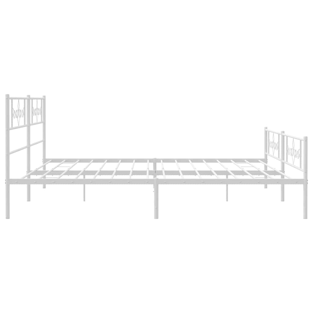 Metal Bed Frame with Headboard and Footboard White 193 x 203 cm