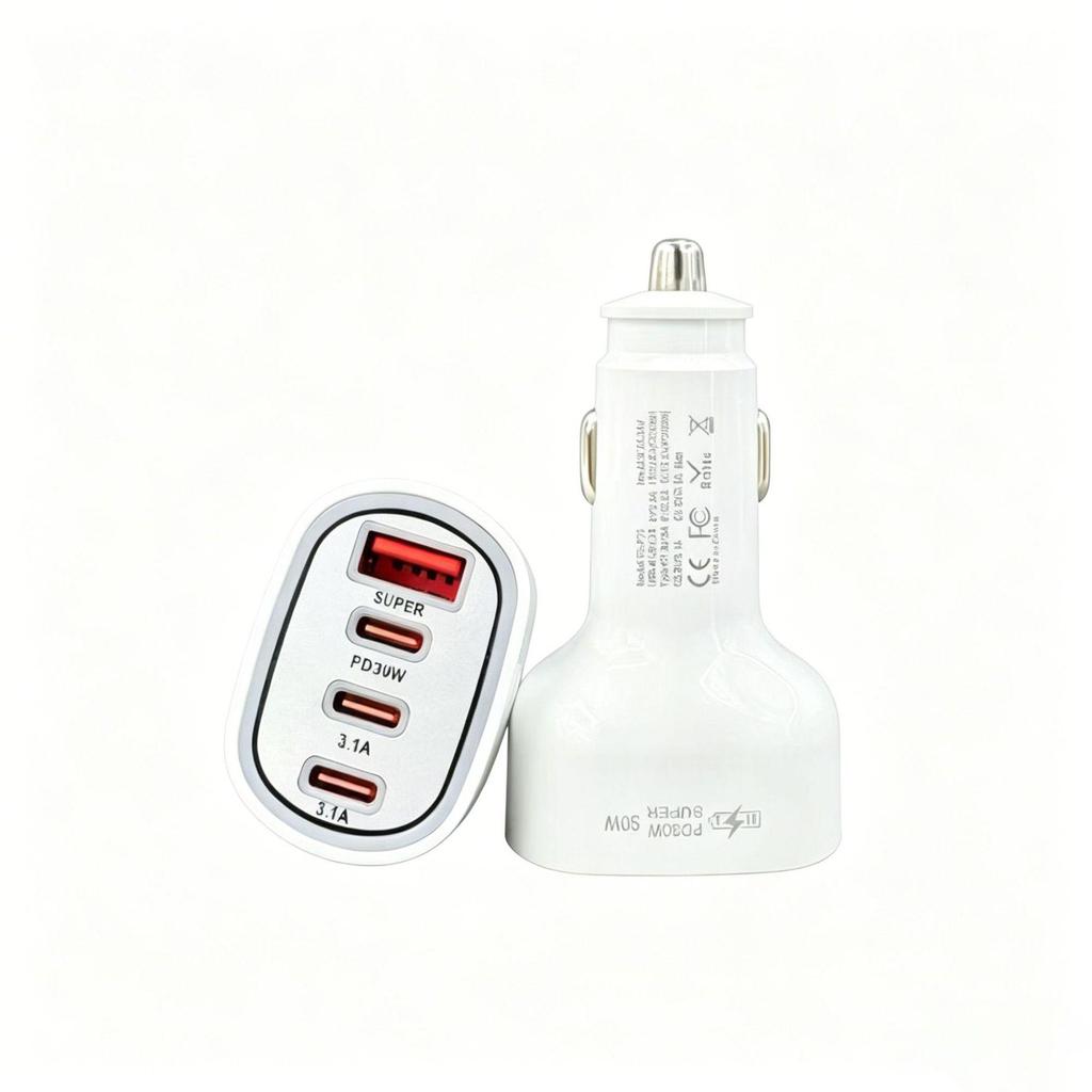 80W Multi-Port PD & QC3.0 Car Cigarette Lighter Charger, 3 Type-C Fast Charging Converter, 12V/24V Universal.