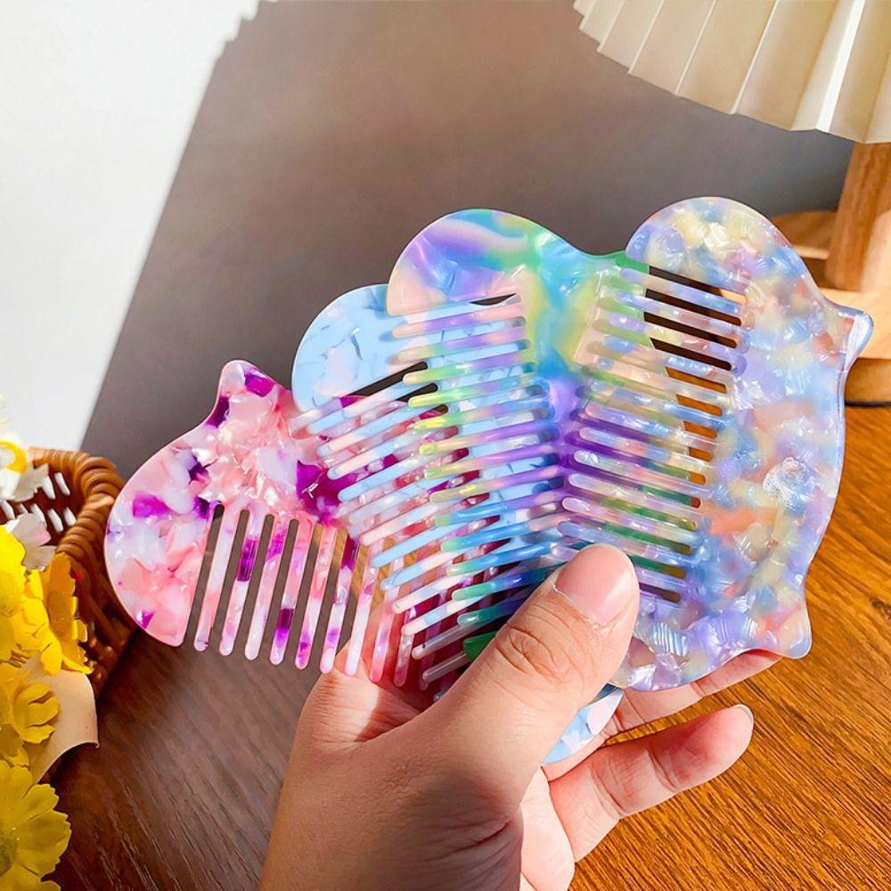 Cat Ear Shaped Acetate Comb Wide Toothed Colorful Makeup Comb Hair Accessories Hair Styling Tool Hairdressing Comb Student