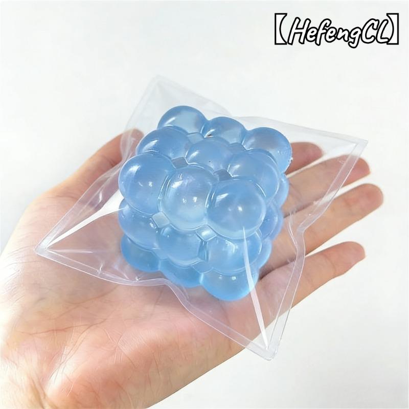 Transparante Bellenkubus Squishy Zacht TPR Knijpspeelgoed Stressverlichting Fidget Speelgoed Rekbaar Helder Sensorisch Decompressie Cadeau