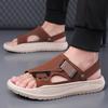 Fashion New Summer Anti-slip Wear-resistant Dual-purpose Beach Shoes for Men Solid Color Fashion Casual Solid Color Leather Sandals Man