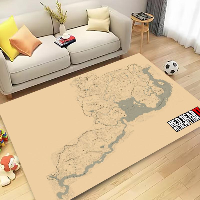 

R-Red D-Dead R-Redemptions 2 Map Poster Printed Carpet Non-slip Multi Function carpet Living Room Rug Home Bedroom Hallway Decor 40cmx60cm