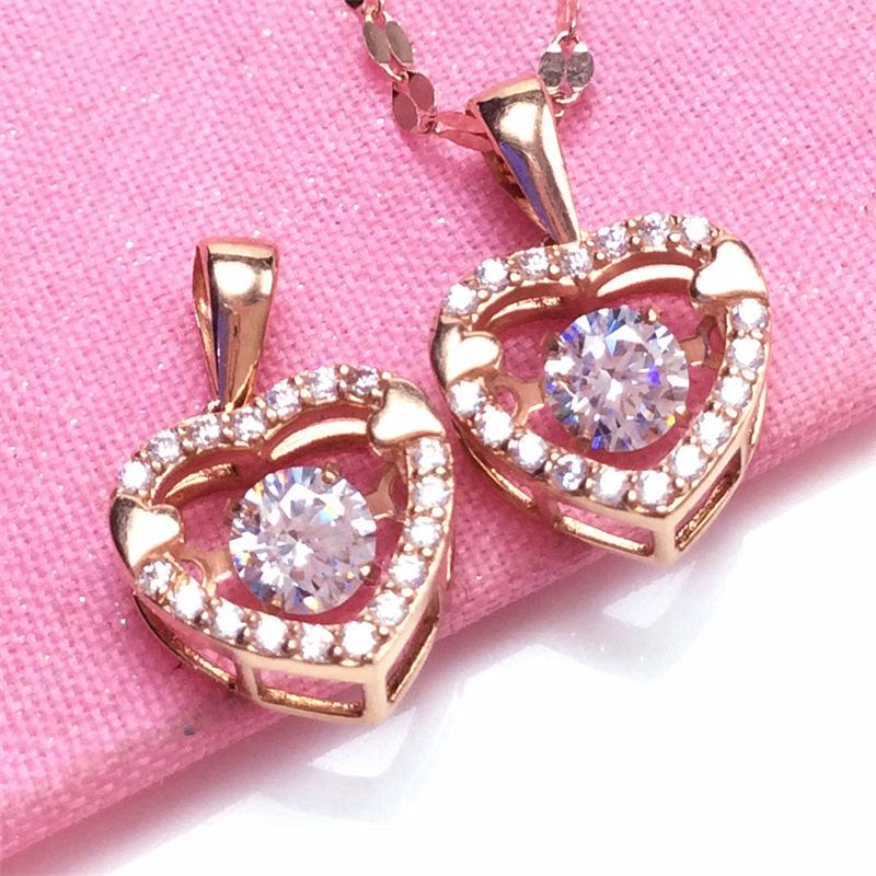 Exquisite Rose Gold-Plated Love-Shaped Smart Pendant Russian Purple Gold Korean Version Classic 585 Colored Gold Collarbone Chain