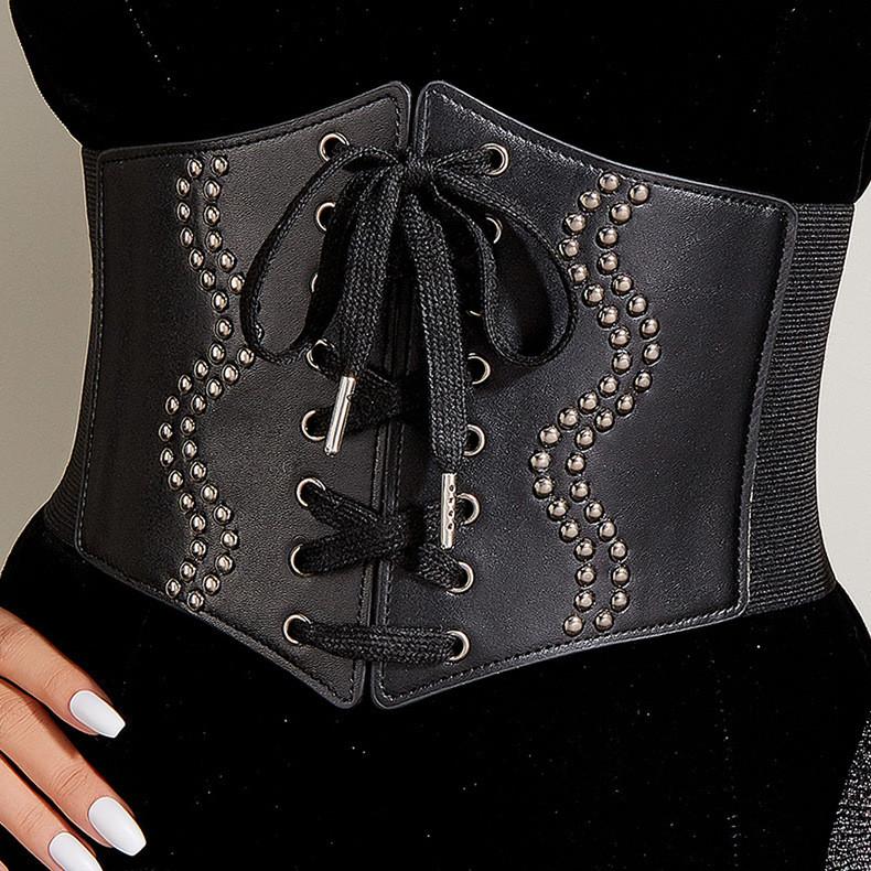 Rivet Fashionable And Strap Design Women Elastic Waistband For Dressing Dress