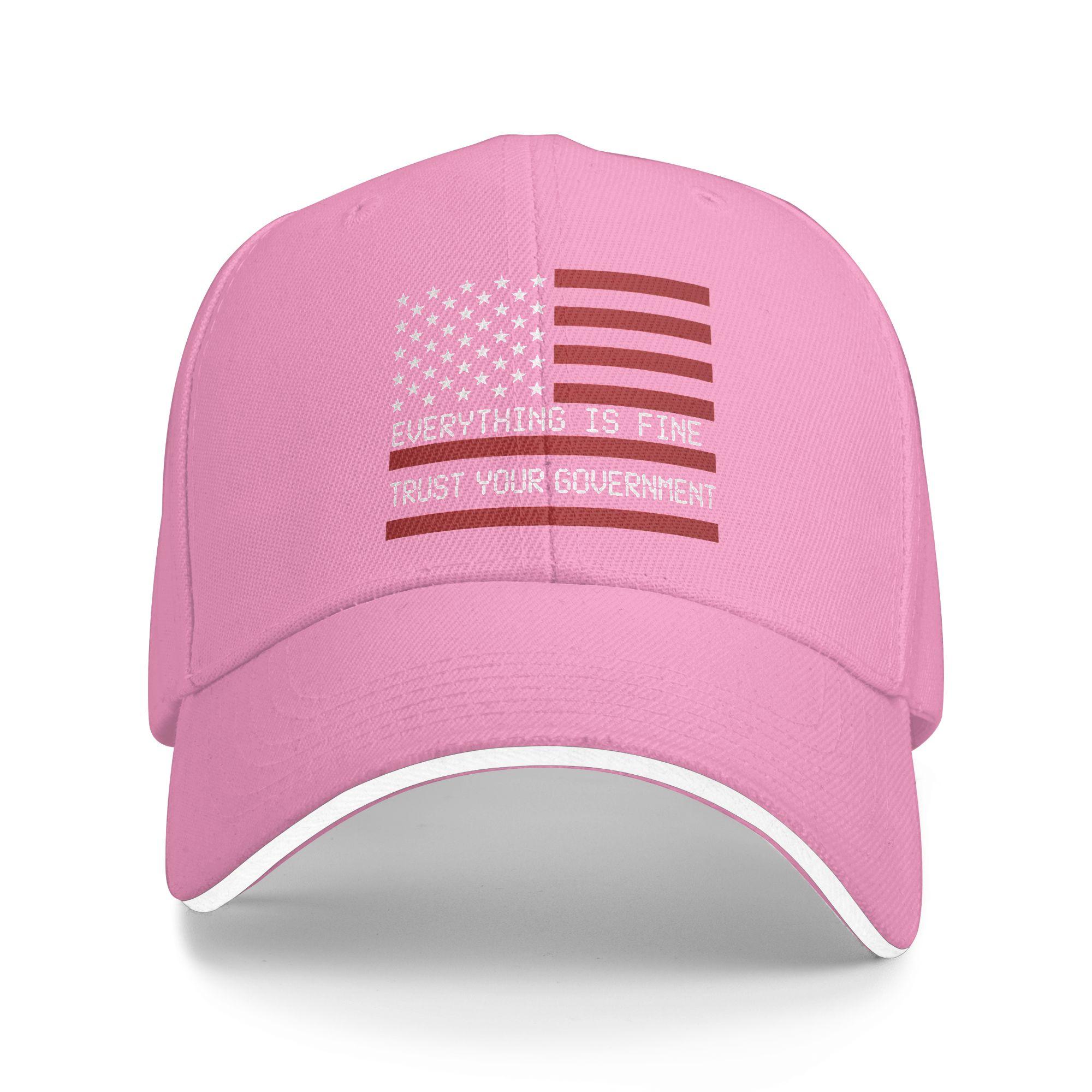 

Vintage Everything is Fine Trust Your Government Meme Baseball Cap Fashion Women Men Trucker Hat Sun Tennis Skate Snapback Cap As Picture розовый