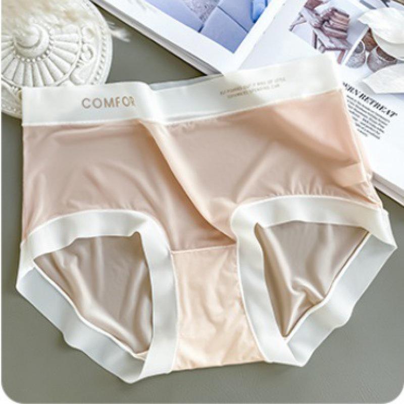 Ultra-Thin Seamless Women's Mulberry Silk Ice Silk Antibacterial Quick-Dry Mid-Waist Underwear