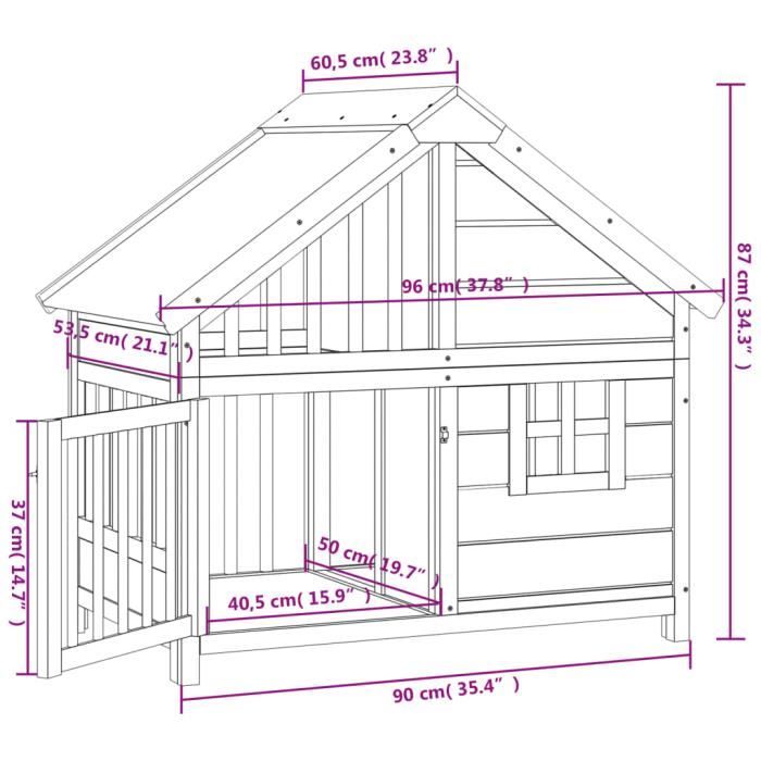 VidaXL Chenil gris 96x60,5x87 cm bois de pin solide 172268