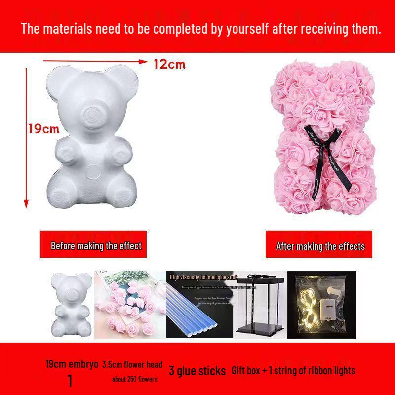 Handmade Everlasting Rose Bear DIY Kit for Valentine's & Qixi Festival