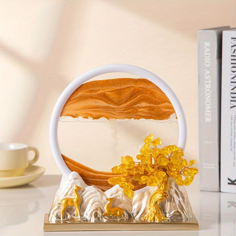 

1pc 3D Crystal Money Tree Round Quicksand Art Sculpture Home Office Living Room Decor Perfect Housewarming Gift Good Luck Symbol жёлтый