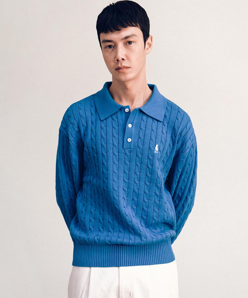 YALE Heritage Dan Cable Polo Knit_Black