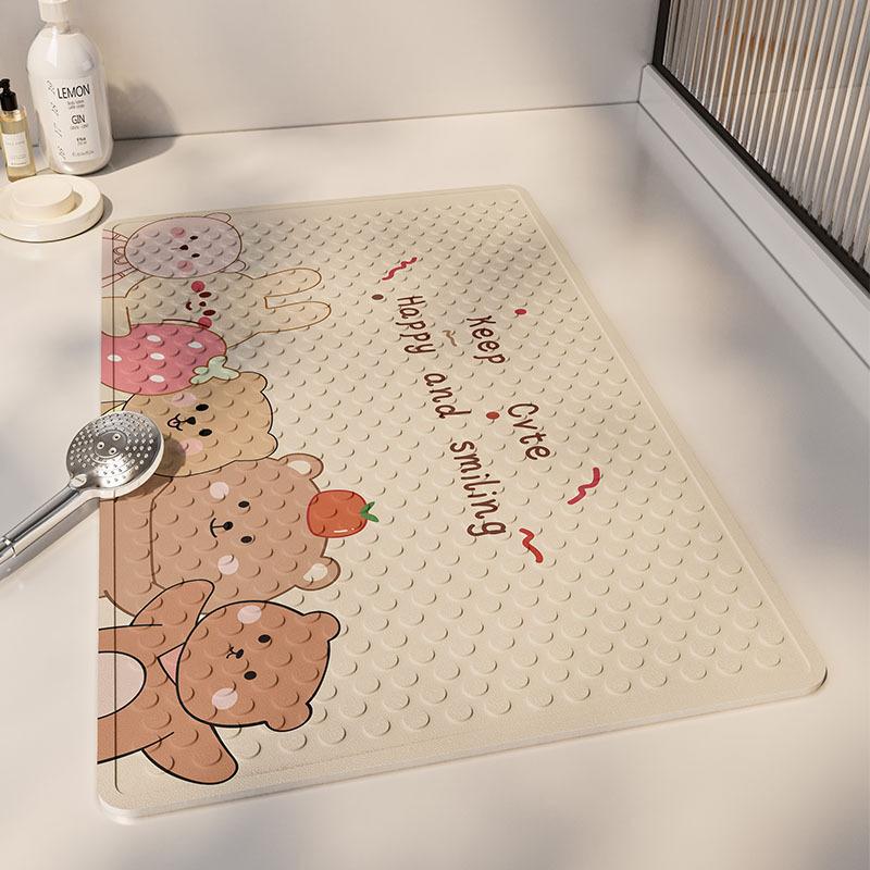 

Home Bathroom Mat Anti-slip Mat Bathroom Bath Anti-fall Suction Cup Floor Mat Cartoon Shower Room Massage Foot Mat 40*70cm