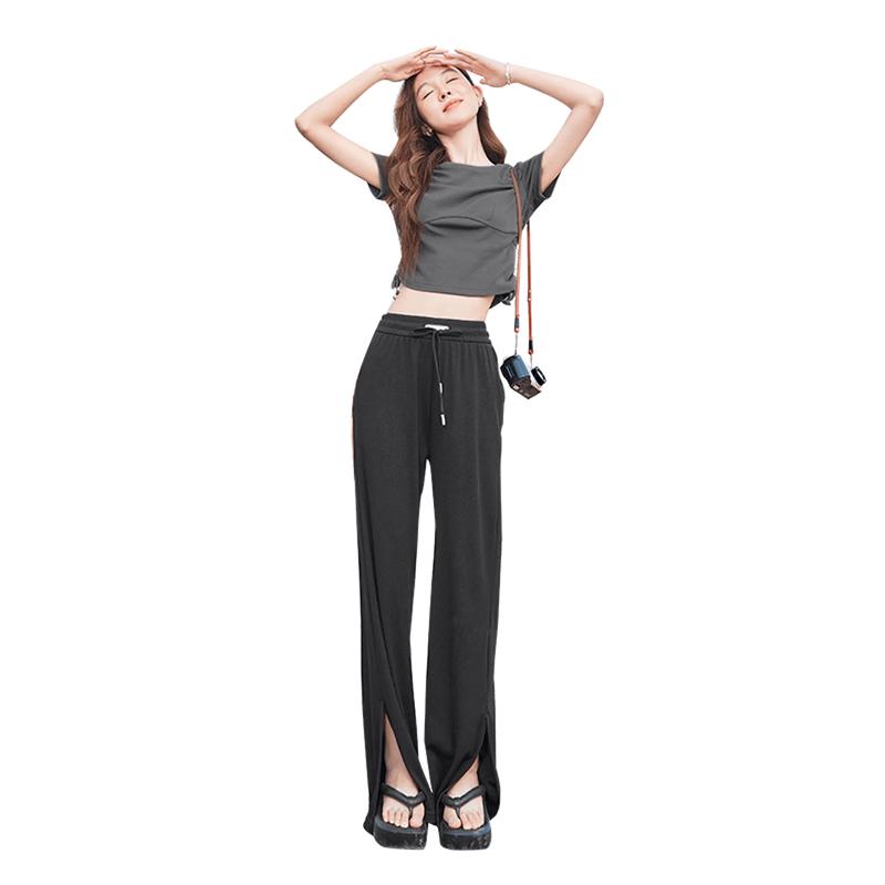 Xiangying 2025 Summer Women s Slim Fit Cropped Short Sleeve T-Shirt L