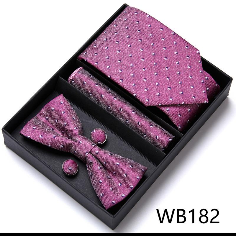 Conjunto de Corbata y Pajarita para Hombre Caja de Regalo Conjunto de 6 Piezas Corbata de Grupo Vestido de Negocios Corbata de Boda