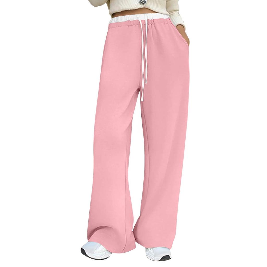 Women's Color Block High Waisted Loose Sportswear Pants Jogging Pants Fashionable Casual With Pockets
