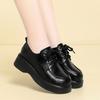 Commuter Work Women Shoes Black Leather Shoes Flat Lace-Up Soft Sole Work Professional Shoes Thick Sole Women Shoes Comfortable