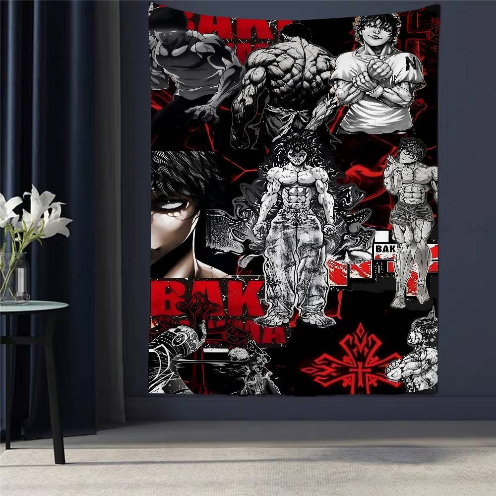 Anime Baki The GGrappler Colorful Tapestry Wall Hanging Hanging Tarot Hippie Wall Rugs Dorm Wall Art Decor