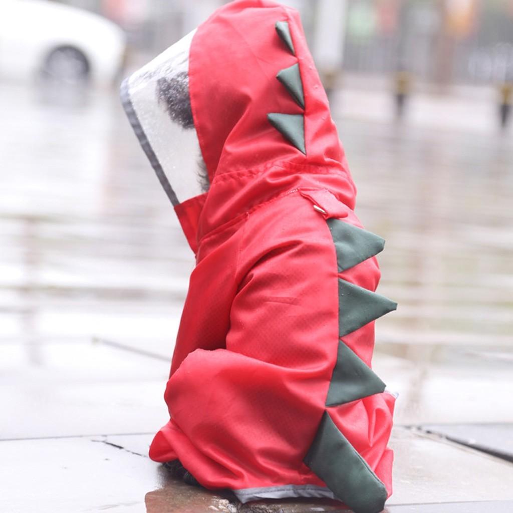 

Dog Raincoat With Hood Dinosaur Rain Coat For Pet Supplies L красный