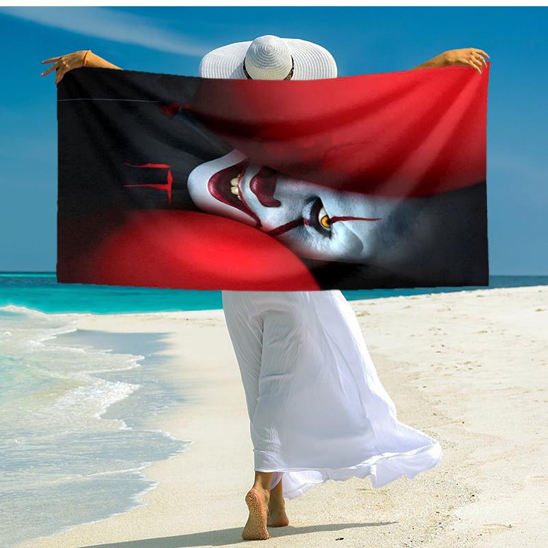 1pc Pennywise2 Beach Towel, Comfortable and Thick, and Swimming/Bath/Picnic/Camping Towel, Suitable for Seaside Beaches