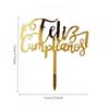Acylic Feliz Cumpleanos Espanol Spanish Happy Birthday Cake Topper Gold Crown Design Cupcake Baking Supplies Party Decoration