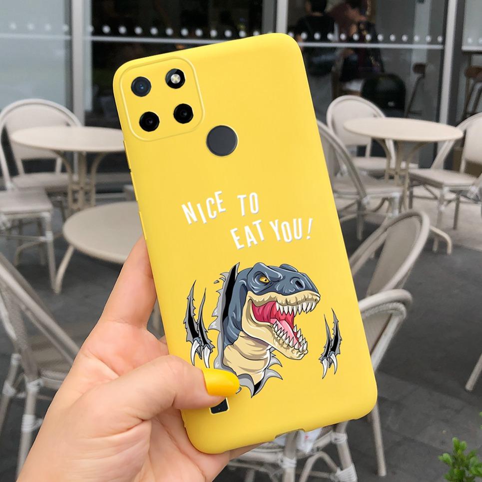 Dragon Cool Black Cases For Realme C25s C25Y Case Cartoon Animals Soft Silicone Matte Bumper On Realme C25Y C 25 Y S Candy Color