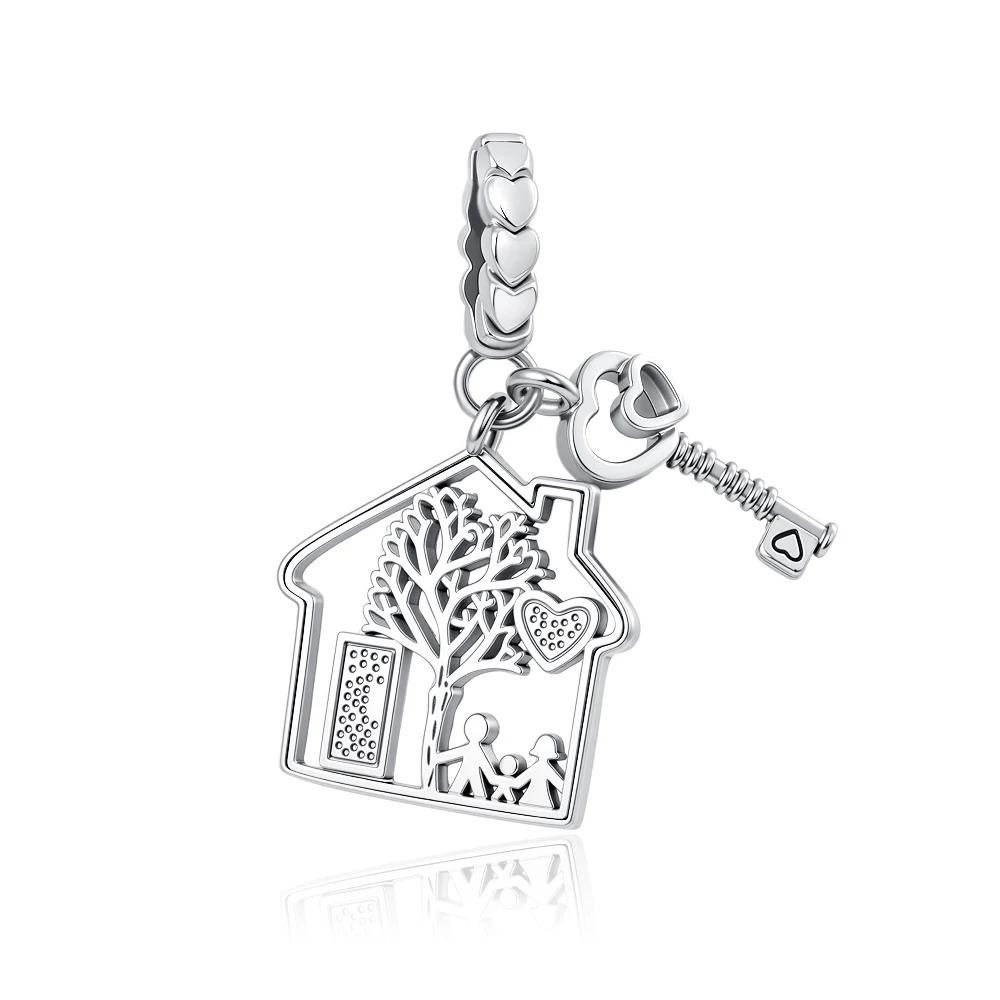 925 Silver Charm Family Tree Sunflower House Pendant DIY Bracelet Jewelry Gift for Women Fashion Trendy