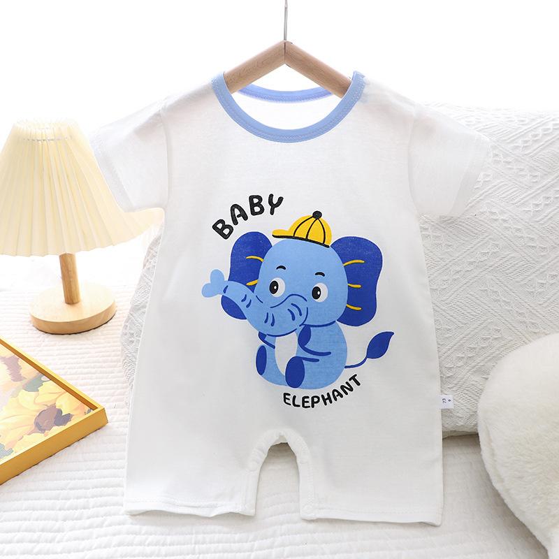 2026 Summer Kids O-Neck Short Sleeve Pajama-Rompers Baby Spring Short Crawling Clothes Cartoon Cotton Jumpsuit for Girl Boy
