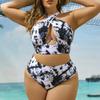 European & American Style Cross-Neck Printed Bikini Set T610