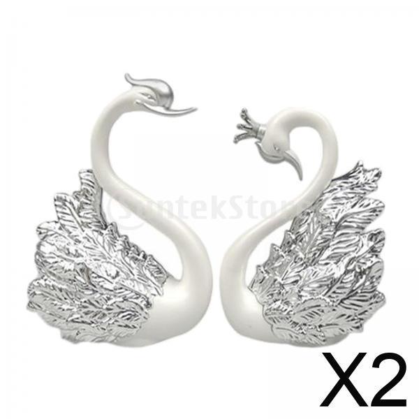 2pcs/Lot Crown Glass Table Swan Baking Decorative Birthday Anniversary Ornament Cake Topper Figure Paper Weight Desk Home Decor