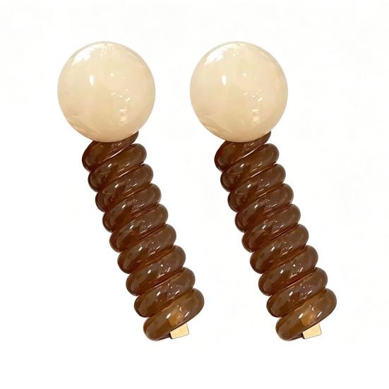 2Pcs Hair Tie for Women, Spiral Design Hair Bands, Thick Elastic Hair Ropes for Ponytails Buns, No Pulling or Snagging Large Bead Hair Tie