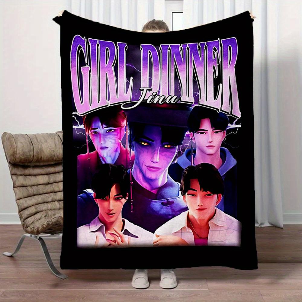 1Pc KPOP, Demon Hunters Print Flannel Blanket, Comfortable for All Seasons, Home Decor, Warmth and Comfort, Perfect for Christmas Gifts821096