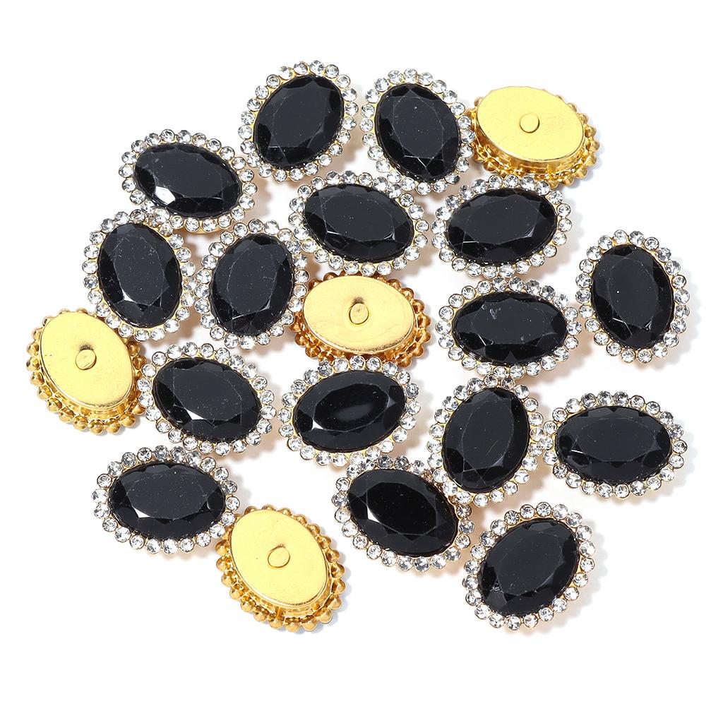 20pcs Oval Shape Sunflower Sew On Rhinestones Metal Gold Claw Base Acrylic Rhinestones Beads DIY Garment Decoration Accessories