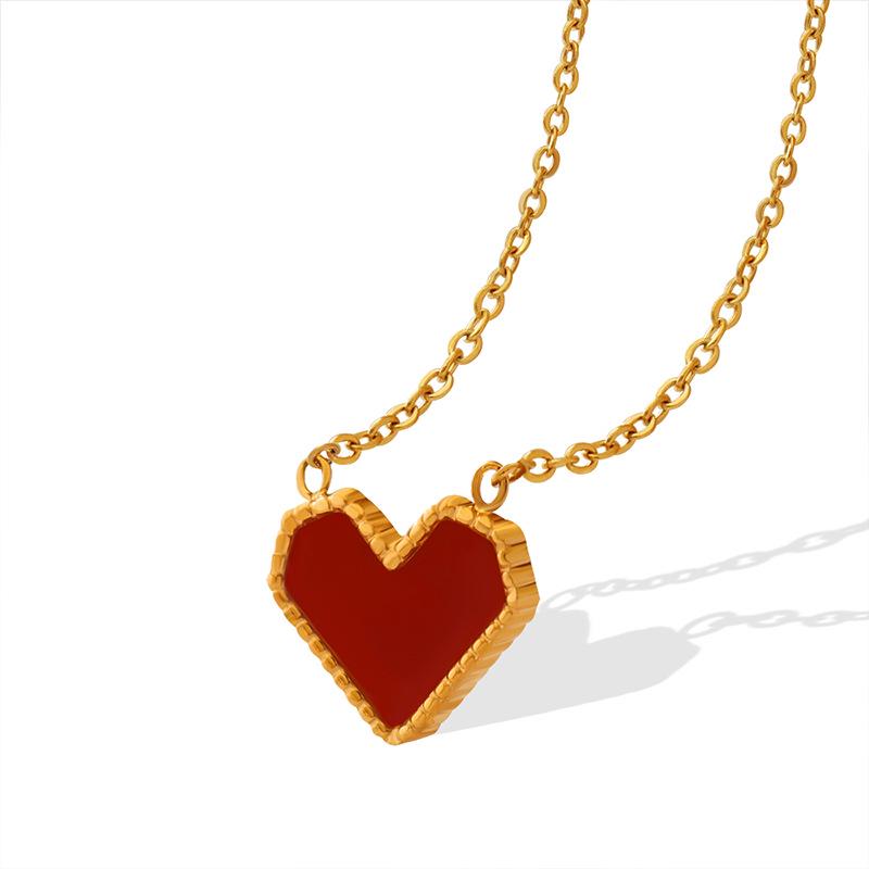 18k Gold Plated Titanium Steel French Love Heart Clavicle Necklace – Retro & Versatile for Women