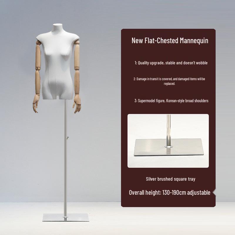 Korean Style Flat Body Female Mannequin with Wide Shoulders for Women's Clothing Display