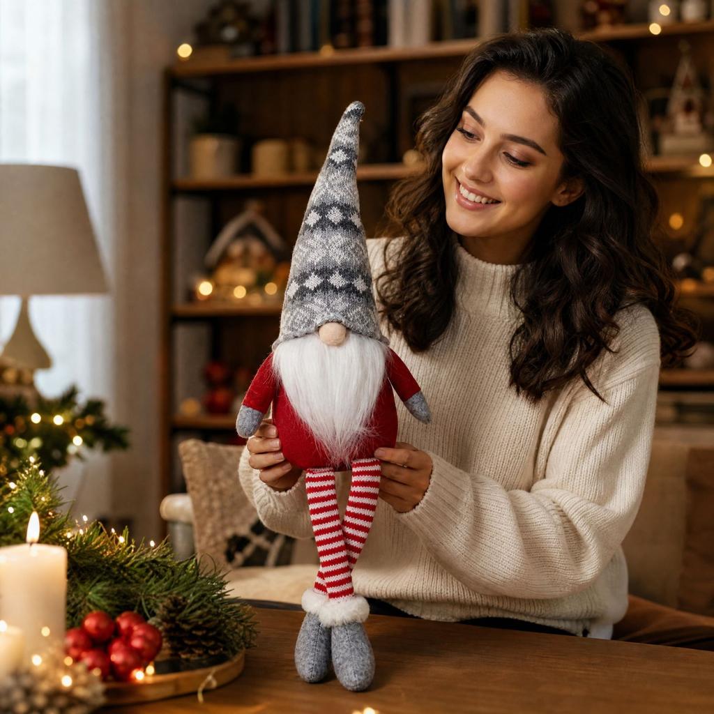 Christmas Faceless Gnome Doll Decoration for Home and Shopping Mall Display, Old Man Gnome Holiday Ornament