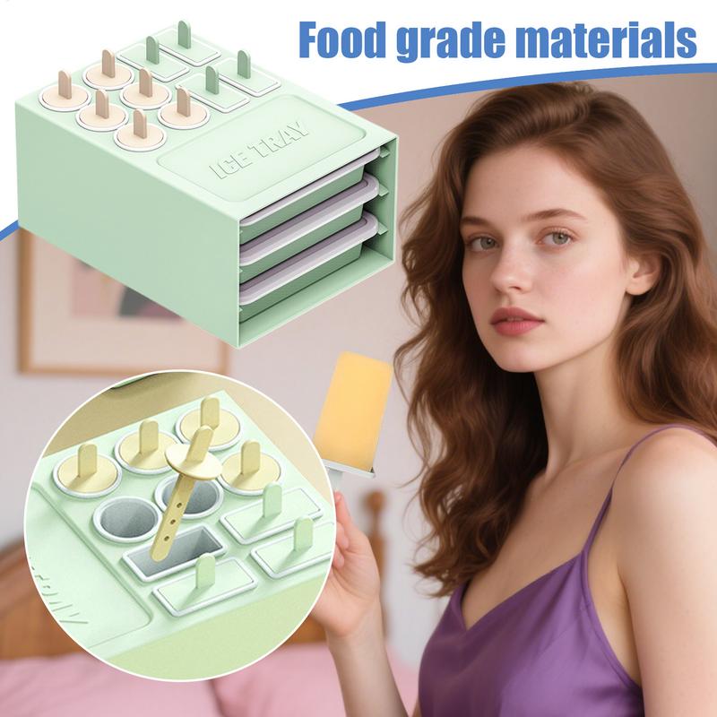 Popsicles Molds Ice Cream Molds With Sticks Easy-Release Kitchen Tool For Jelly Treats Snack Cold Drinks Beverage Cocktails