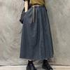 Cotton Blend High Waist Vintage Long Skirt For Women Spring Summer Casual Wear