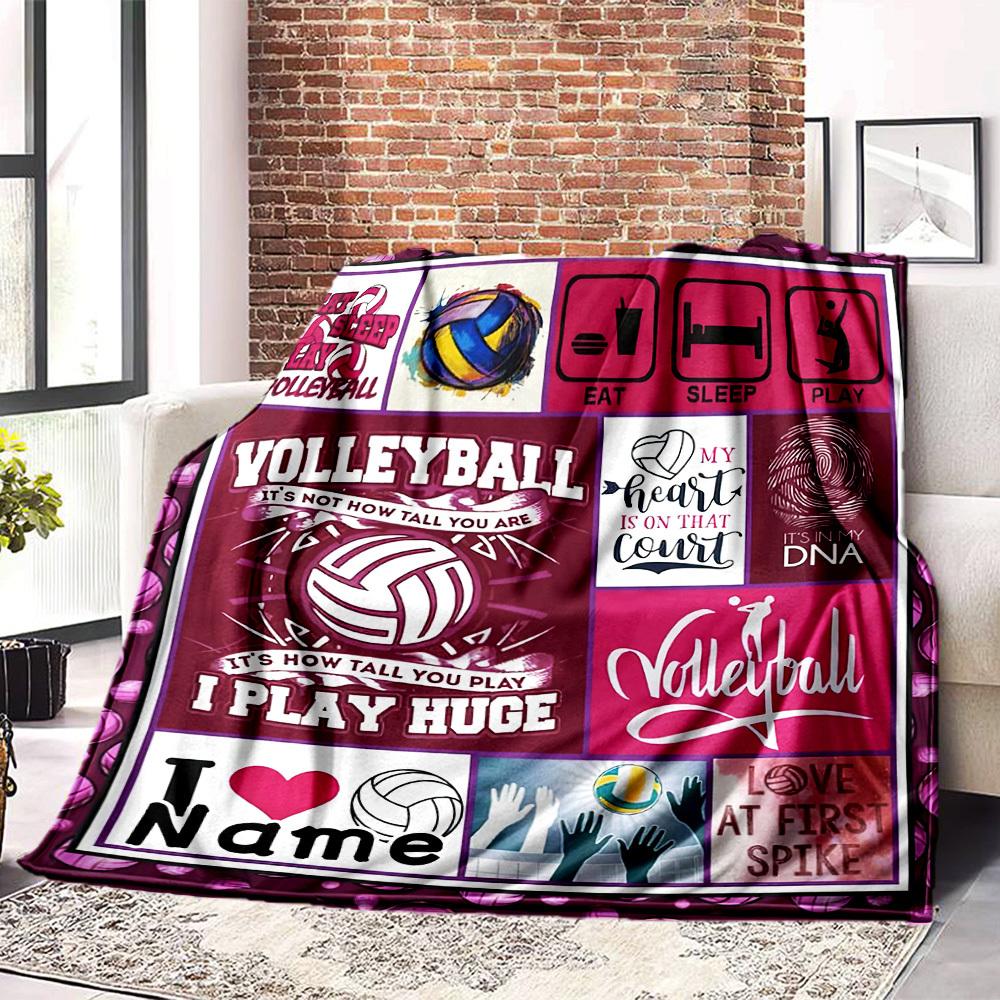 Volleyball Home Customize Your Name Blankets Comfortable Soft Lightweight Multipurpose Blanket For Picnic Sofa Office Bed Living Room Suitable As Gift